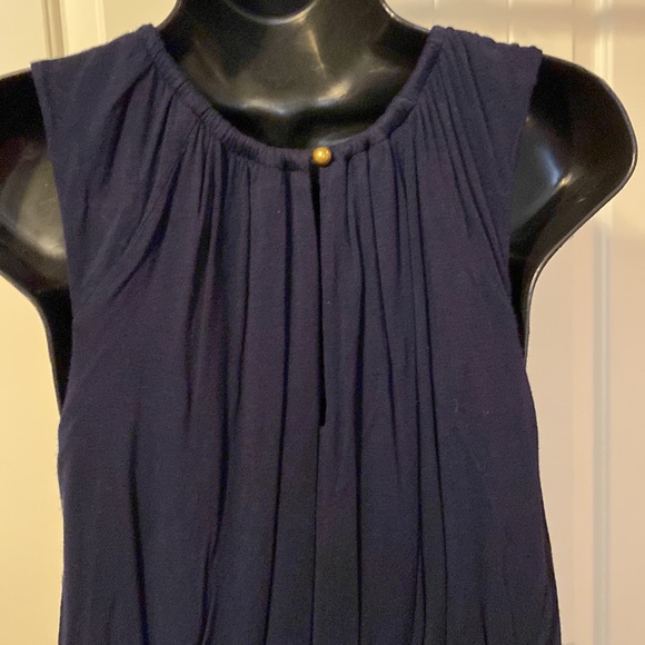 Navy maxi dress with gold button and cut out detail at the neck - Picture 3 of 3
